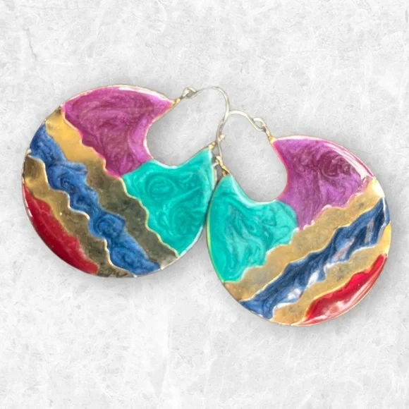 Colorful Abstract Earrings - Picture 1 of 2